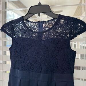 Youth Girls Stylish Navy Lace Dress